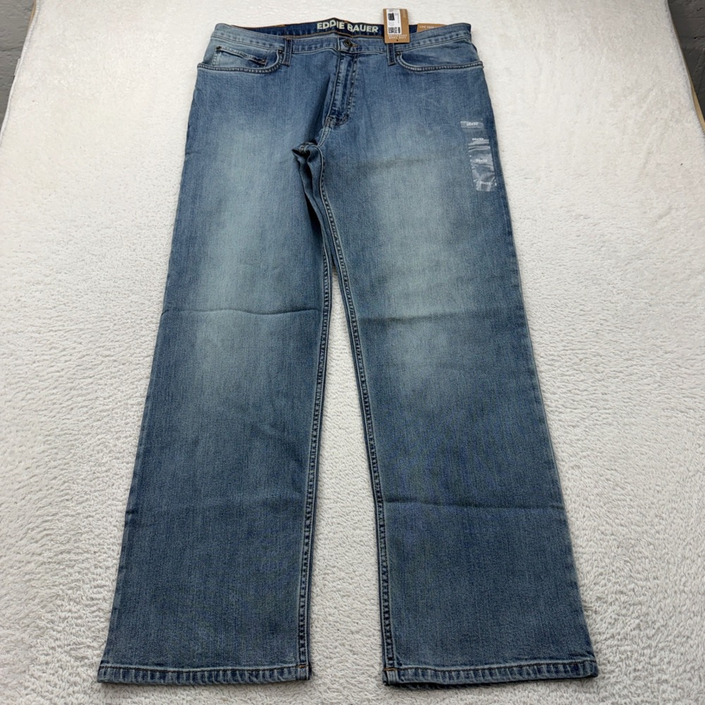 Eddie Bauer Mens Mr Eddie's Flex Relaxed Fit Jeans Dusty Blue 35x32 NWT 0902